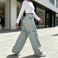 thumbnail image 6 of Women's Wide Leg Denim Jeans, High‑rise Button‑Zip Fly, Pocket Strap Accent, Panel‑Seam Craft, Oversized Baggy Fit, Acid‑wash Denim Street‑wear Daily Outfits, Womens Baggy Jeans Light Blue XXXXL, 6 of 9