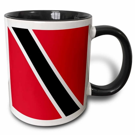 

3dRose Flag of Trinidad and Tobago - red white black diagonal - The Sun-Sea-Sand Banner - South America Two Tone Black Mug 11oz