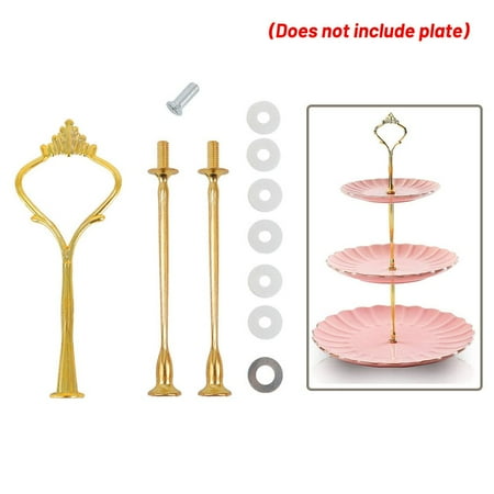 

GLFSIL 2/3 Tier Cake Plate Stand Cupcake Fittings Silver Golden Wedding Party No Plate