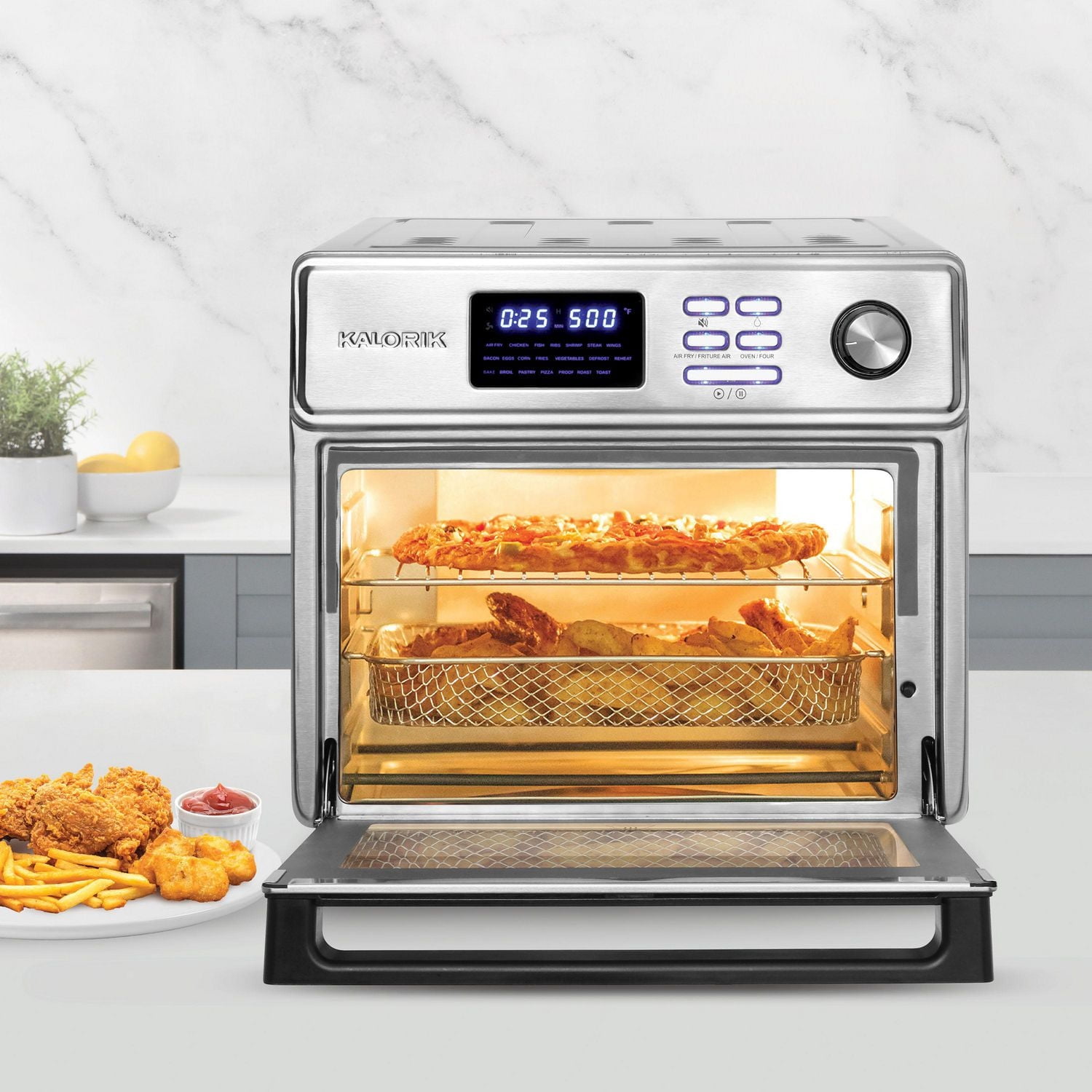Kalorik MAXX® Friteuse à Air à Porte Unique de 26 Qt avec 21 préréglages, température de saisie de 500F et 5 accessoires (AFK26SD5SS43)