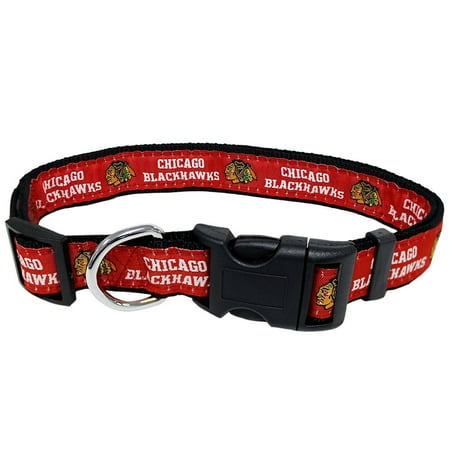 UPC: 0849790076525 | Pets First NHL Chicago Blackhawks Cat and Dog Collar – Heavy-Duty Durable & Adjustable Collar Small