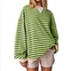 thumbnail image 1 of Women's Oversized Striped Color Blocking Long Sleeved Round Neck Sports Shirt Casual Loose Fitting Pullover Shirt Top, 1 of 4