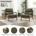 thumbnail image 7 of Bonzy Home Mid-Century Modern Accent Chair — Comfy Fabric Lounge Armchair with Solid Wood Frame, Set of 2, Green, 7 of 7
