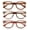 Coffee Brown Pink, variant on 3 Pairs Round Lightweight Reading Glasses - Translucent Clear Spring Hing Reades Men Women 7019 +1.75