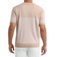 thumbnail image 3 of INSPIRE CHIC Men's Striped Polo Shirt Regular Fit Short Sleeves Button Down Collared Knit Golf Shirts XL Pink, 3 of 6