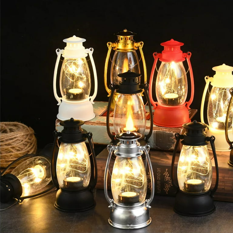 12 Pieces Mini Lanterns with Flickering LED Candle, Batteries Included,  Decorative Hanging Candle Lantern for Indoor Use, Wedding, Party, Table