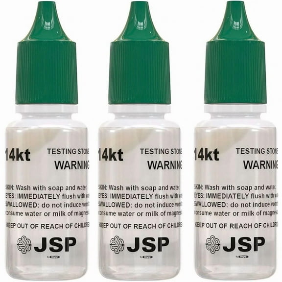 Set of 3 Gold Jewelry Testing 14K Test Acid Solutions Bottles Kit Oro Detect