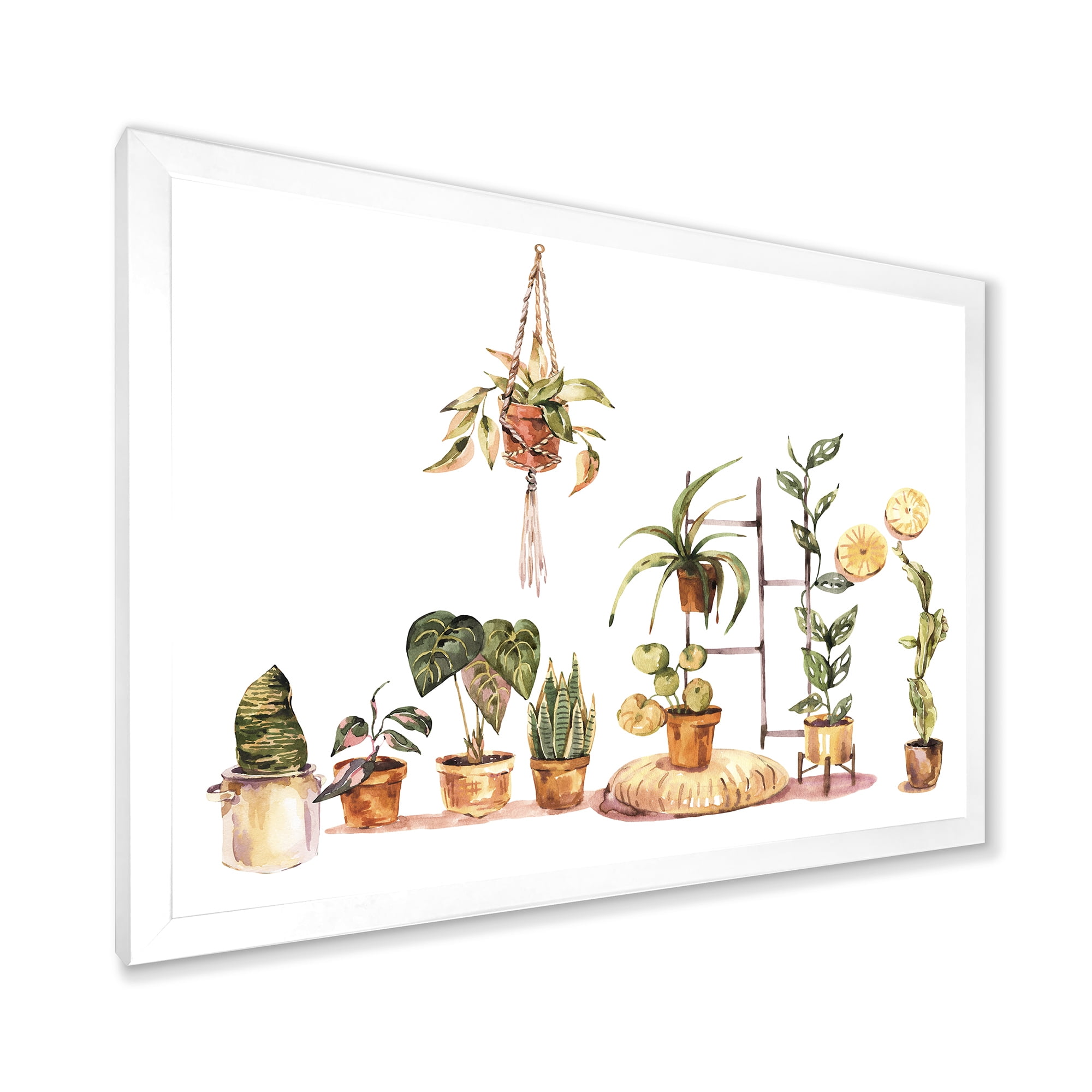 Designart 'Indoor House Plants Urban Jungle in Flowerpots II' Traditional Framed Art Print
