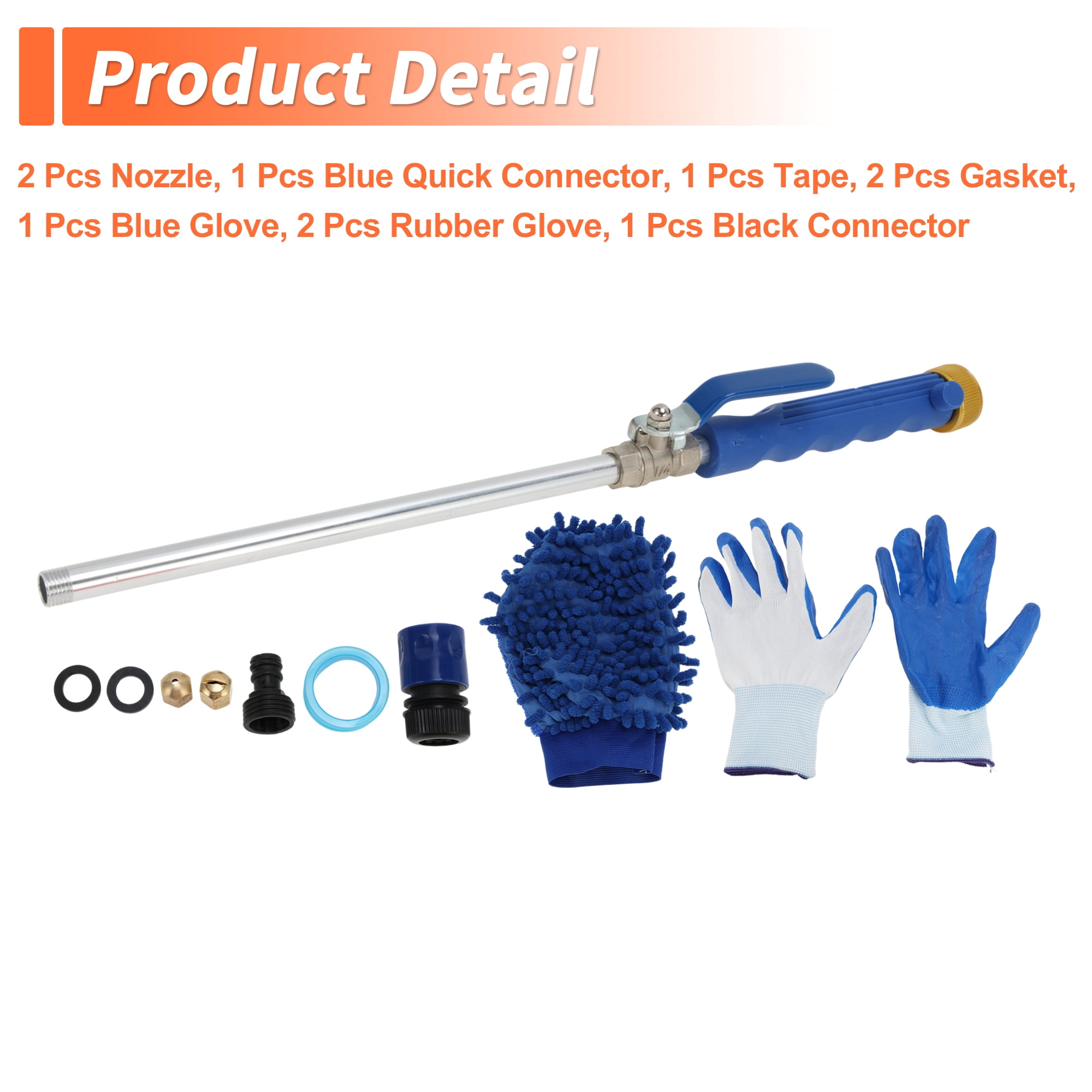 Unique Bargains Heavy Duty Water Hose Nozzle High Pressure Car Garden Hose Nozzle Adjustable Hand Sprayer for Gardening Vehicle Outdoor Washer Pet Showering Aluminum Alloy Copper TPR Blue 1 Pcs