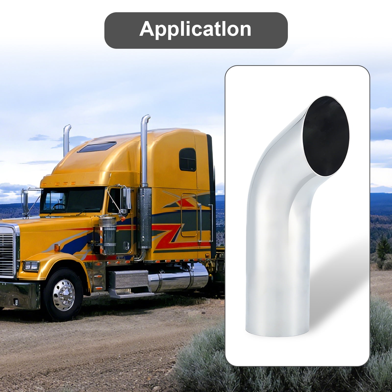Exhaust Stack Pipe Curved Truck Pipe Heavy-Duty Steel Chrome, 5" OD x 18" Long Exhaust Pipe Truck Pipe