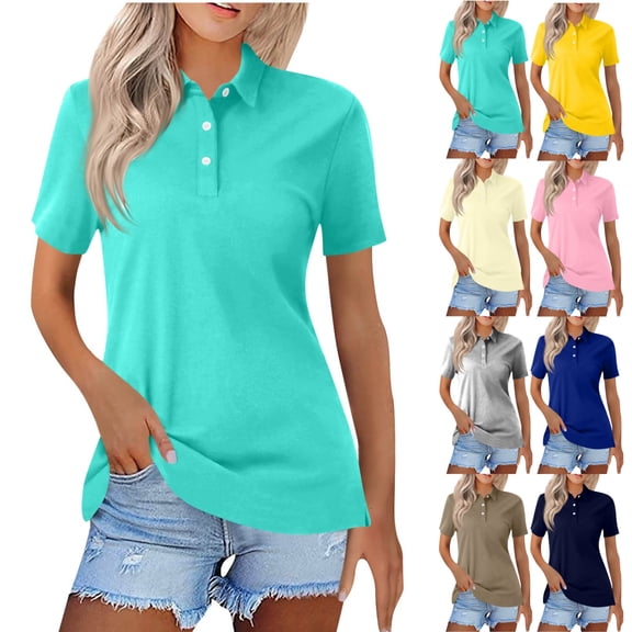 HAJWOH Polo Shirts For Women Back to School Short Sleeve Collared Shirt Quick Dry Tennis Work Athletic School Uniform