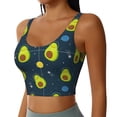 thumbnail image 2 of Fotbe Avocado in Space Pattern Womens' Sports Bra Longline Wirefree Padded with Medium Support Sports Moisture-Wicking Workou Vest,Tank Top-Large, 2 of 7