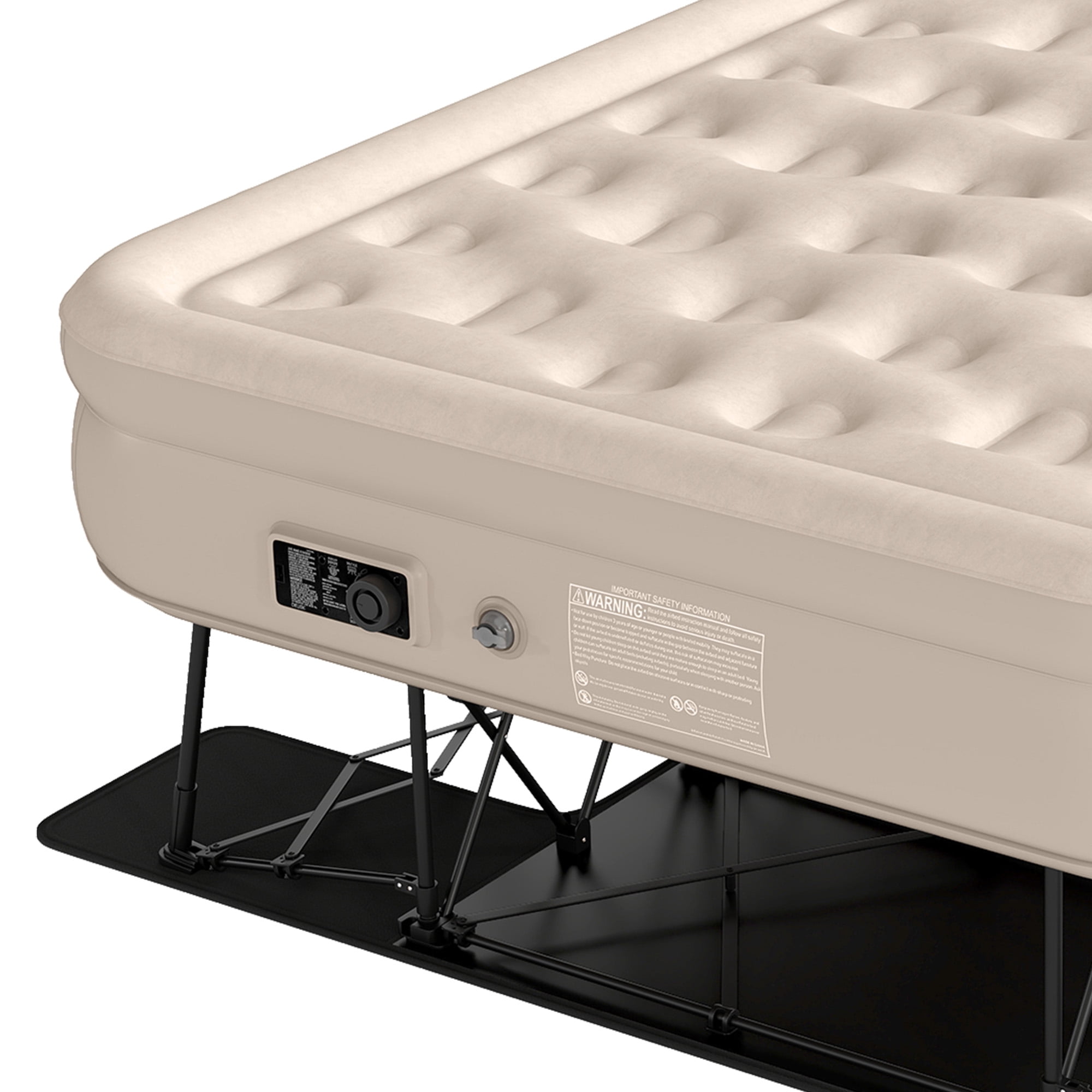 Uforic Queen Inflatable Air Bed with Folding Frame and Rolling Bag, Built-in Pump Blow Up Mattress, Portable Air Mattress for Camping, Guest Room and Travel, 79 x 59 x 28 Inches, Brown