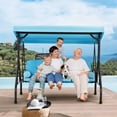 thumbnail image 5 of Homrest Metal Porch Swing with Adjustable Canopy and Pillow, Blue, 5 of 7