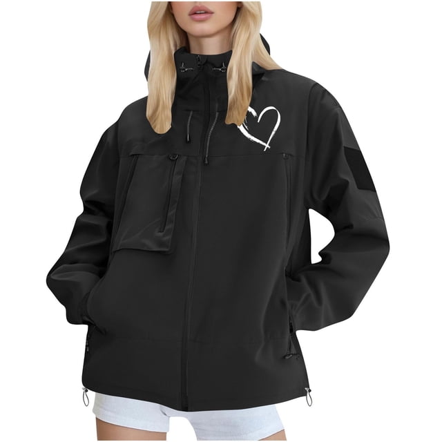 Imperméable Unisexe, Coupe-Vent Léger avec Capuchon, Veste d'Extérieur Compressible pour la Randonnée, le Vélo et les Voyages