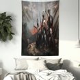thumbnail image 3 of Fantasy World Tapestry, Fantasy Fiction Themed Illustration in an Alien World with Three Figures, Wall Hanging for Bedroom Living Room Dorm Decor, 40W X 60L Inches, Grey Orange, by Ambesonne, 3 of 5
