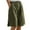 Green, variant on Women's Elastic Waist Split Hem Bermuda Shorts, Lightweight Linen Blend Knee Length Casual Shorts with Pockets, Comfortable Summer Cropped Pants, 8 Colors, Sizes S-3XL