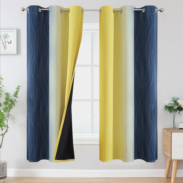 Cortinas Estelar Textiler Ombre azul amarillo 107x183 cm