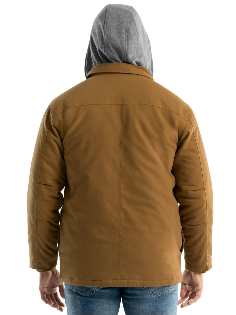 Wrangler Workwear Men's Quilted Lined Work Shirt Jacket with Hood