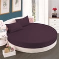 thumbnail image 1 of BedDecor 600 TC Solid Pattern Fits Upto 9" to 15" Inch Extra Deep Pocket (Plum, 84" Diameter) 100% Egyptian Cotton Base 4 Pcs Round Sheet Set, 1 of 1