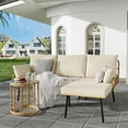 thumbnail image 6 of 3 Pcs Patio Furniture Set,PE Rattan Wicker Outdoor Sectional Couch with Detachable Chaise Lounge, Washable Cushions & Round Coffee Table for Backyard, Porch,Deck,Beige, 6 of 7