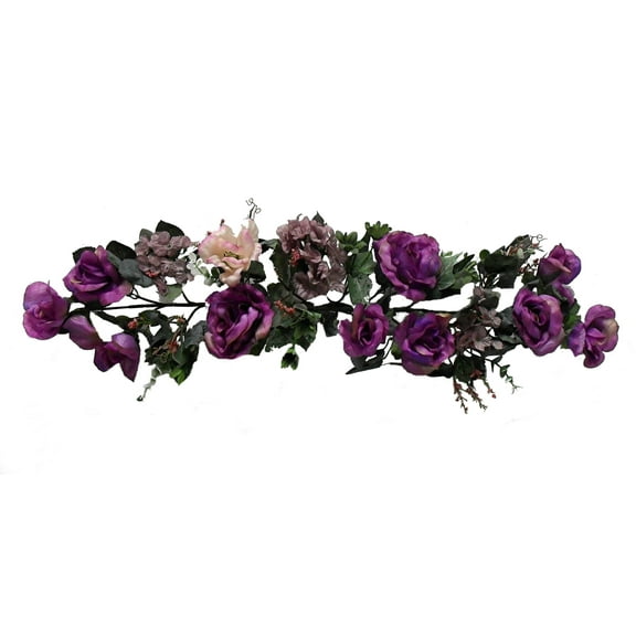 Purple Rose Hydrangea 28in Artificial Polysilk Faux Fake Flower Crinkle Swag for Craft Home Garden Outdoor Bouquet Arrangement Ceremony Wedding Arch Floral Wall Aisle Decor (Purple, Set of 2)