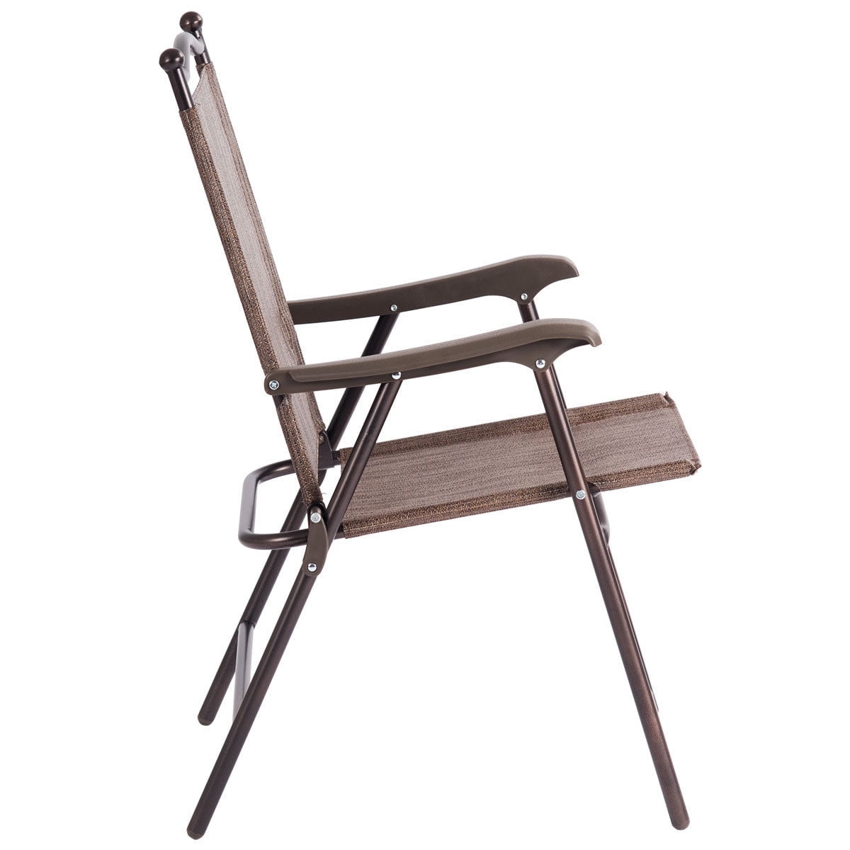 Gymax brown Set of 2 Folding Patio Furniture Sling Back Chairs Outdoors