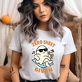 thumbnail image 2 of Zero Sheet Given Ghost T-Shirt | Funny Unisex Spooky Outfit, Maroon, Size 2XL, 2 of 6