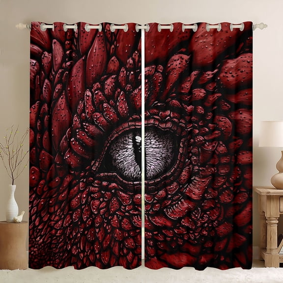 Erosebridal Dragon Eye Black Out Curtains, Black Red Curtains Pack of 2 (42x63 Each)