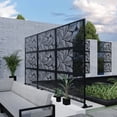 thumbnail image 2 of Elevens Decorative Privacy Screen Outdoor Divider with Stand Metal Corten Steel 75" x 48" x 16" Black, 2 of 5