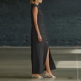 thumbnail image 5 of Iyufng Womens Maxi Dresses Summer Sleeveless Split Hem Dress Casual Cotton Linen Dress, 5 of 7