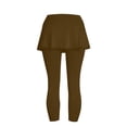 thumbnail image 7 of BiZtdJrK Womens Skirted Capri Leggings Crossover High Waisted Yoga Workout Capris Stretch Tennis Sport Skirts with Legging Brown M, 7 of 7