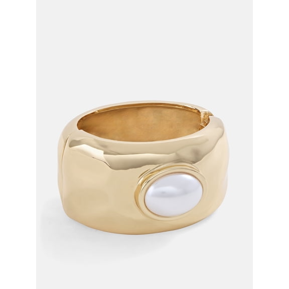 Scoop Faux Pearl Bezel Cuff Bracelet, Gold-Tone