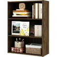 thumbnail image 6 of 3 Tier Engineered Wood Modern Bookshelf, Wooden Book Shelf with Three Display Shelves, Open Shelf Bookcase for Bedroom, Living Room, Dark Brown, 6 of 6