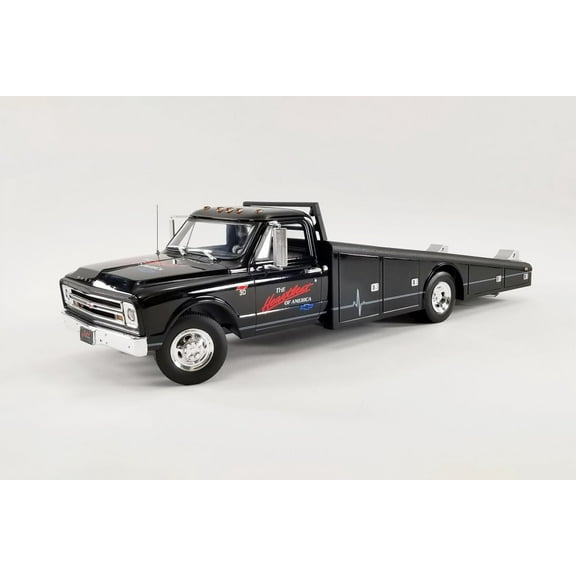 1967 Chevy C30 Ramp Truck, Black - Acme A1801708 - 1/18 scale Diecast Model Toy Car