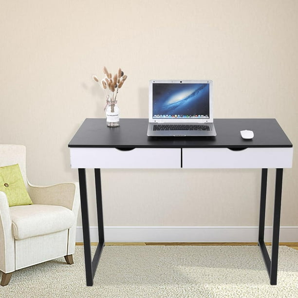 Walfront Modern Computer Desk Laptop Desk With 2 Drawers Bedroom