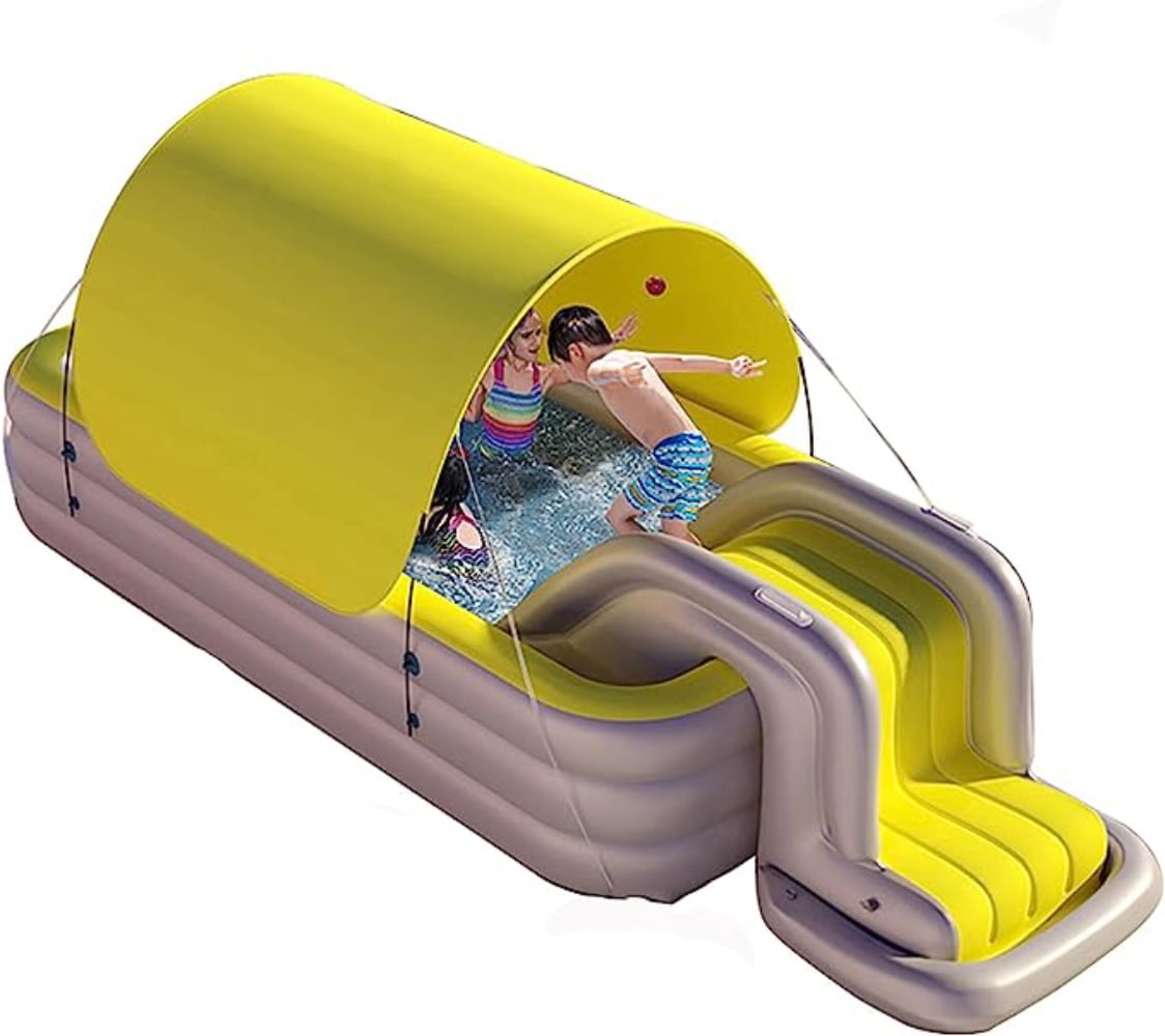 JOJOLAM Inflatable Swimming Pool, Kiddie Inflatable Pool Play Center with Inflatable Water Slide