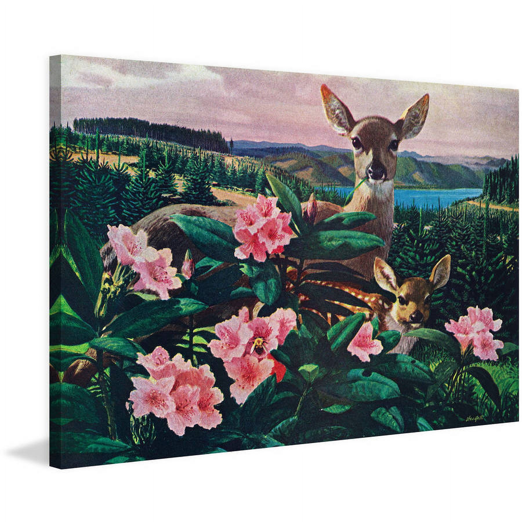 Marmont Hill "Doe and Fawn" Painting Print on Wrapped Canvas