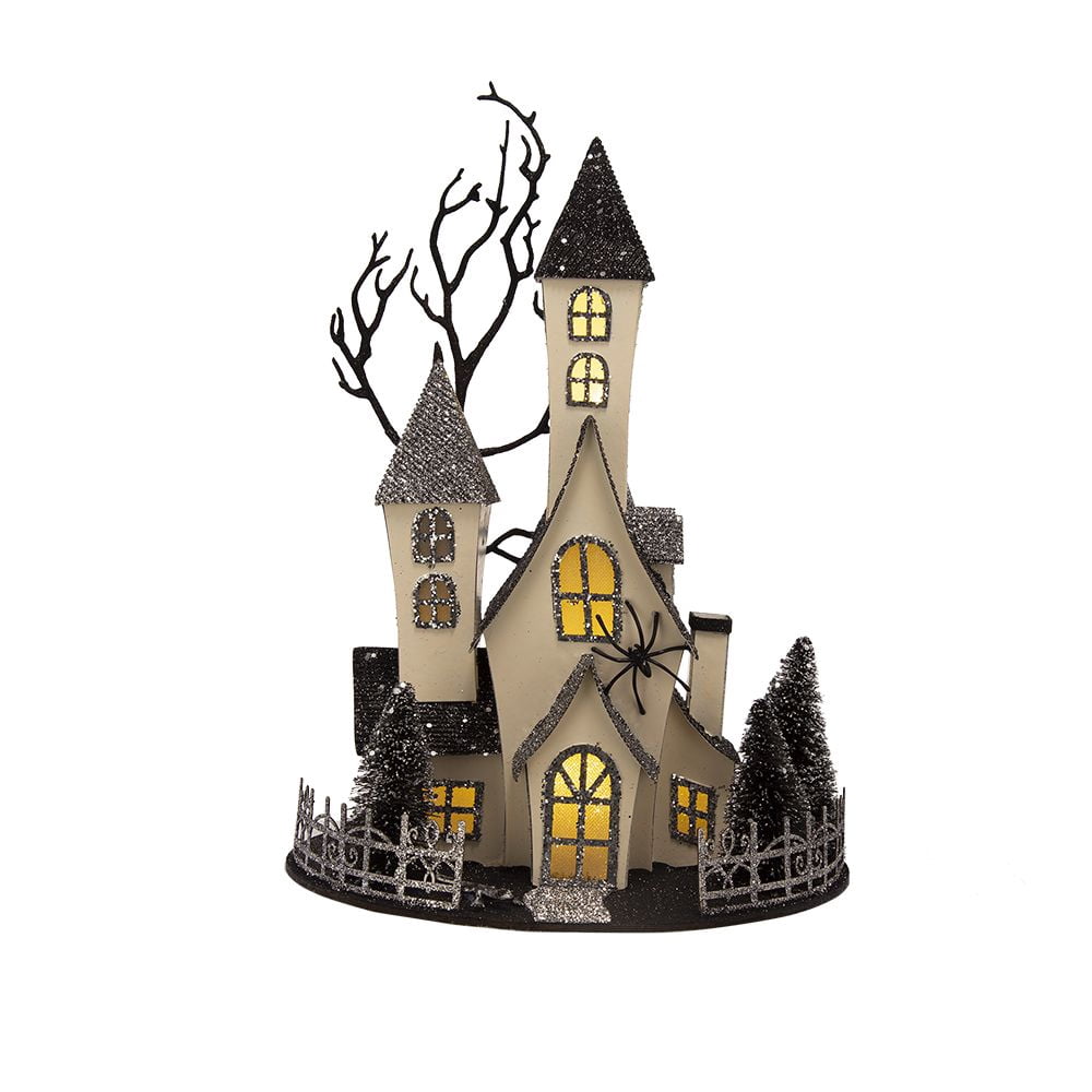 Lighted Cardboard Haunted House 13.5IN Halloween Tabletop Decor Battery-Powered Centerpiece