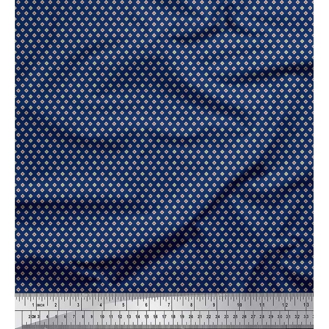 Soimoi Rayon Fabric Plus Sign Small Print Fabric by The Yard 56 Inch Wide