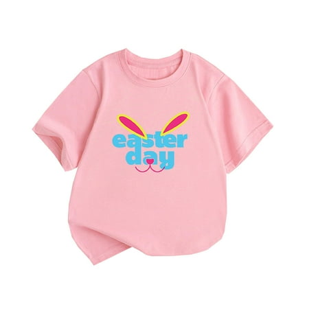 

Summer New Children s Clothing Style Girls and Boy Short Sleeve T Shirt Easter Bunny Printed Round Neck Children T Shirt