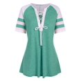 thumbnail image 1 of Hasta Panel de rayas Colorblock Encaje más tapa del tamaño Rosegal Camisetas tallas grandes, 1 of 5