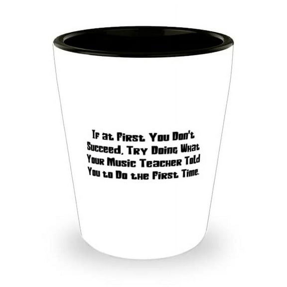 If at First You Don't Succeed, Try Doing What Your Music. Shot Glass, Music teacher Present From Friends, Funny Ceramic Cup For Friends