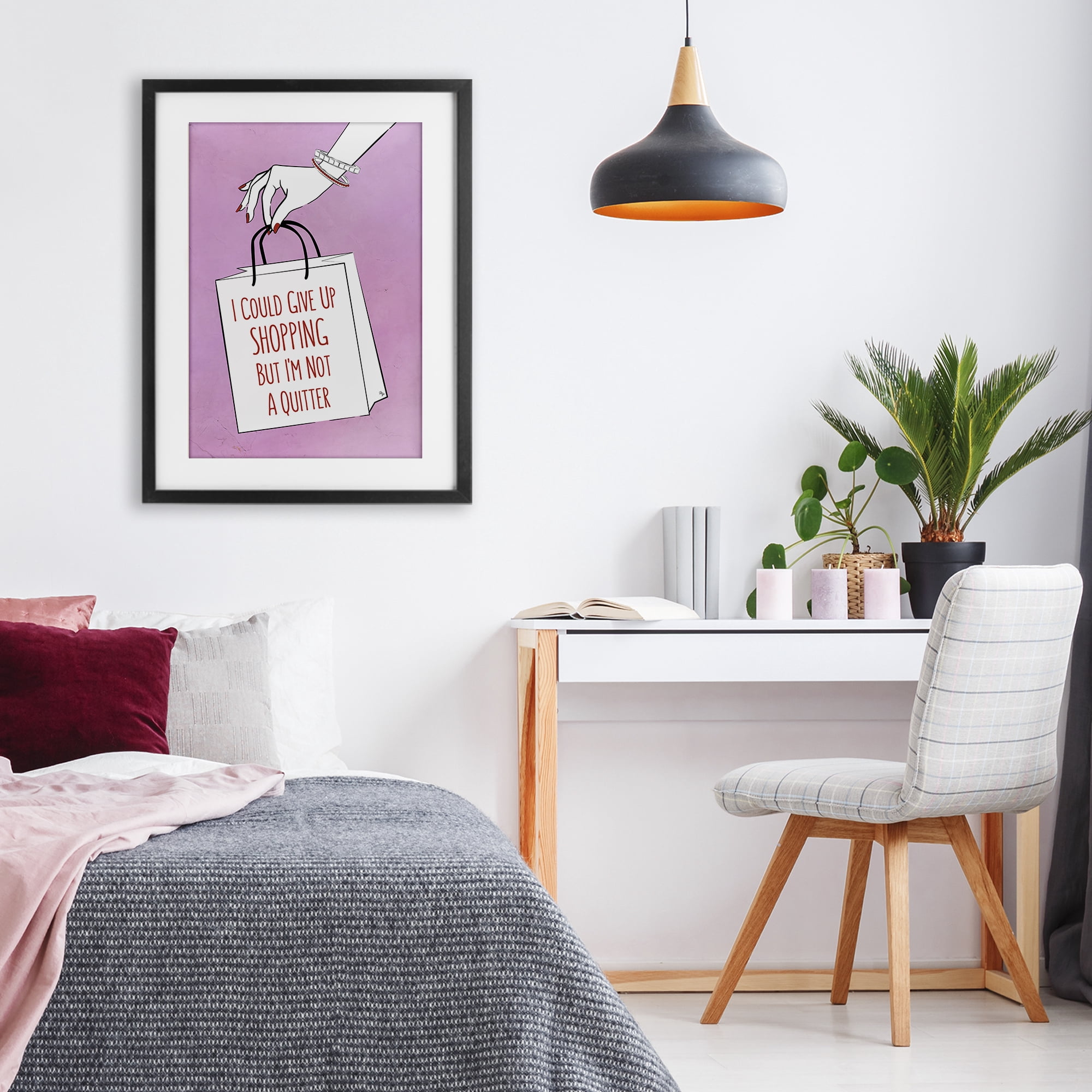 Stupell Industries Not A Quitter Shopping Black Framed Print Under Glass, design by Martina Pavlova
