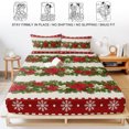 thumbnail image 5 of King Size Fitted Sheet Set - Christmas Poinsettia 3 Piece Bedding Sets 16" Deep Pocket Fitted Sheet with 2 Pillowcases, Red Green Botanical Xmas Snowflake Brushed Microfiber Hotel Luxury Bed Sheets, 5 of 9