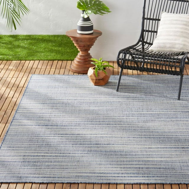 Nicole Miller New York Patio Country Wynona Contemporary Abstract Indoor/Outdoor Area Rug, Blue/Beige