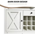 thumbnail image 6 of White Coffee Bar Cabinet with Storage, Farmhouse Buffet Cabinet with Barn Door and Wine Rack, Coffee Station with Drawer, 32 inch Coffee Bar Cabinet with Adjustable Shelf, Dining Living Room, 6 of 9