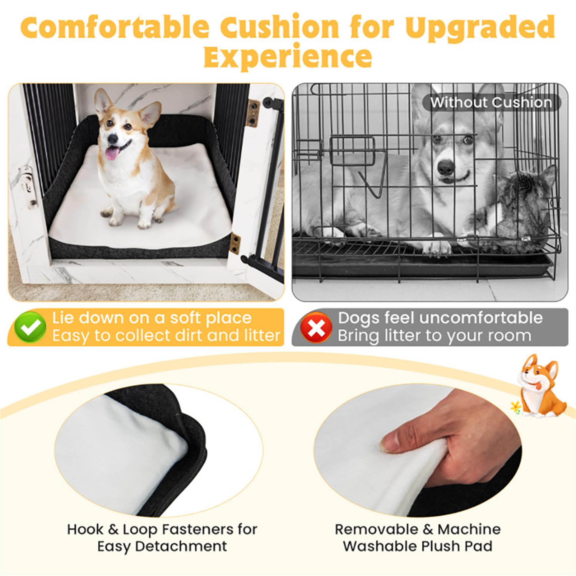 Kadyn 27" 2-In-1 Dog House with Drawer and Wired Wireless Charging, Indoor Dog Crates, Wooden Pet Dog Cages, White