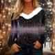 thumbnail image 1 of MHFRRA Camiseta Estampada de Manga Larga con Cuello, Ideal para Fiestas Navideñas, Blusa Informal y Acogedora para Celebraciones de Temporada y Reuniones Familiares. Púrpura Claro, 1 of 4