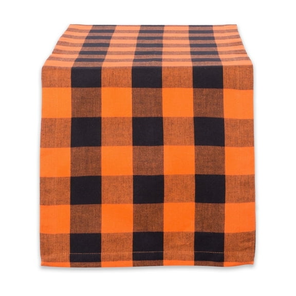 DII Orange Buffalo Check Table Runner, 108"x14", 100% Cotton